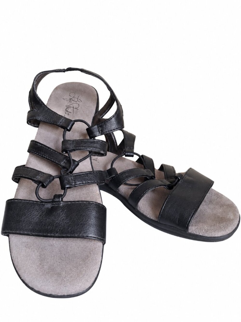 Life Stride Eleanora Black Gladiator Comfort Sandals Size 8M Strappy